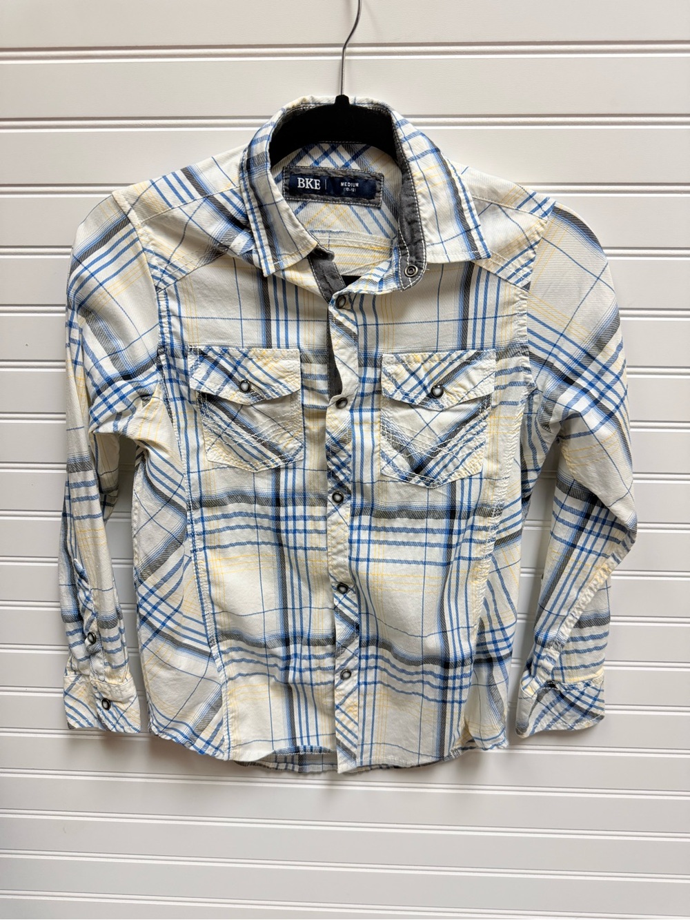 BKE Cream, Blue & Yellow Plaid Button-Down Shirt